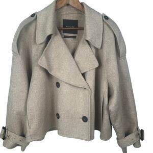 Massimo Dutti Wool Blend Short Coat Double Breasted Relaxed Fit Large